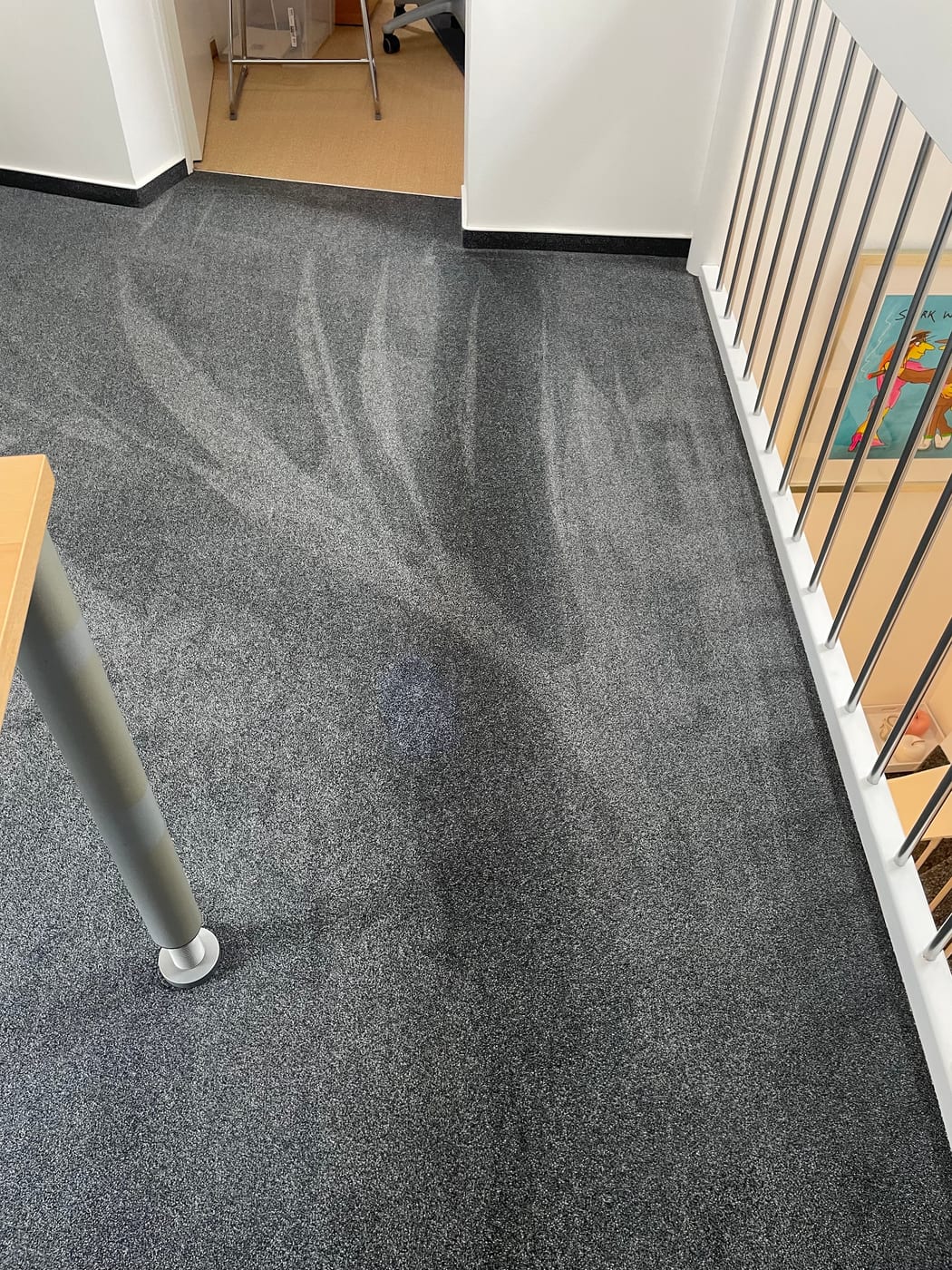 Frisch gereinigter Teppichboden in einem Flur